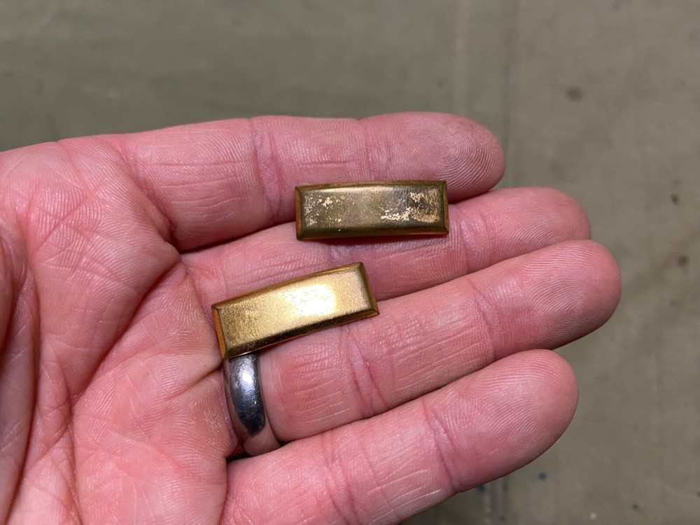 ORIGINAL WWII US ARMY 2ND LIEUTENANT OFFICER JACKET SHIRT COLLAR INSIGNIA-PAIR