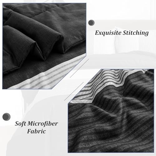 Comforter Set Reversible Grey Stripe Down Alternative Comforter Queen Black