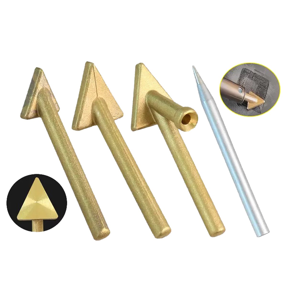 4x Auto Plastic PP Welding Tips Soldering Iron Smooth Triangular Head Welder Kit
