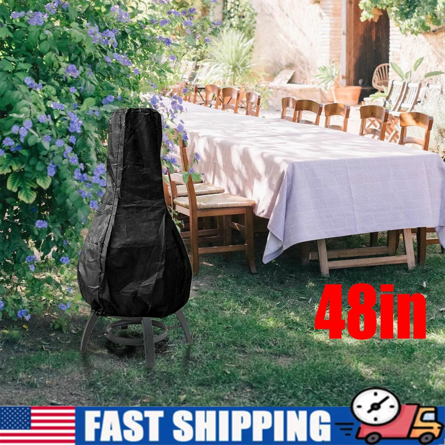 48inch Outdoor Patio Chiminea Cover Waterproof Protective Chimney Fire Pit Heate