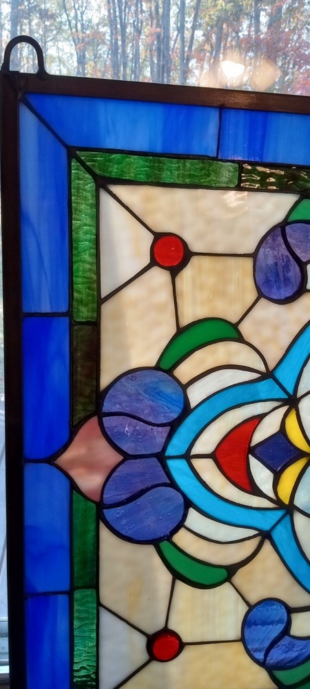 Stained Glass Window Hanging Panel *Artisan Statement Piece* 19.5" Square