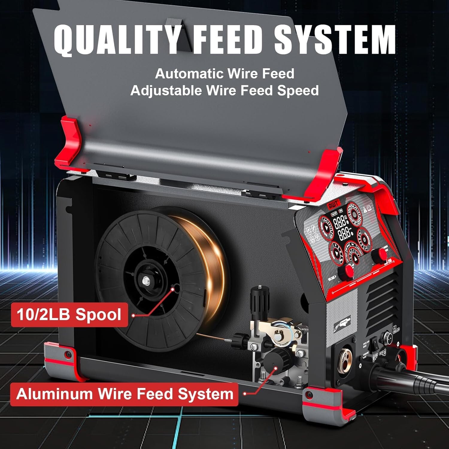 200 Amp MIG Welder, 8 in 1 Multi-Process Aluminum Welding Machine LED Digital