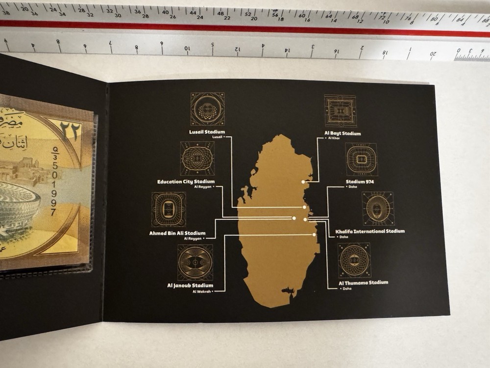 Qatar 22 Riyals World Cup 2022 Commemorative Note with COA & Folder