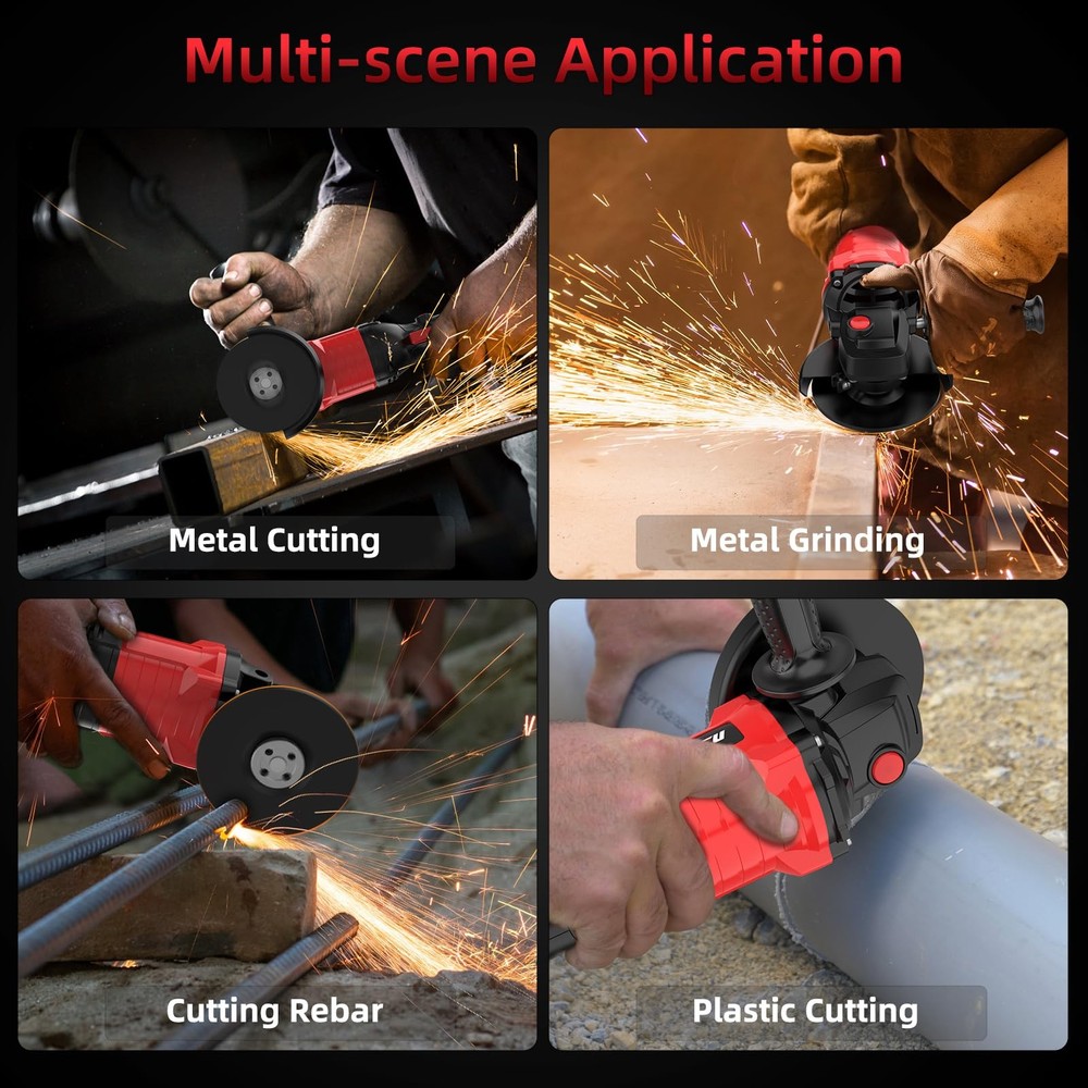 Cordless Angle Grinder, 4-1/2 Inch Variable Speed Angle Grinder, Cordless Gri...