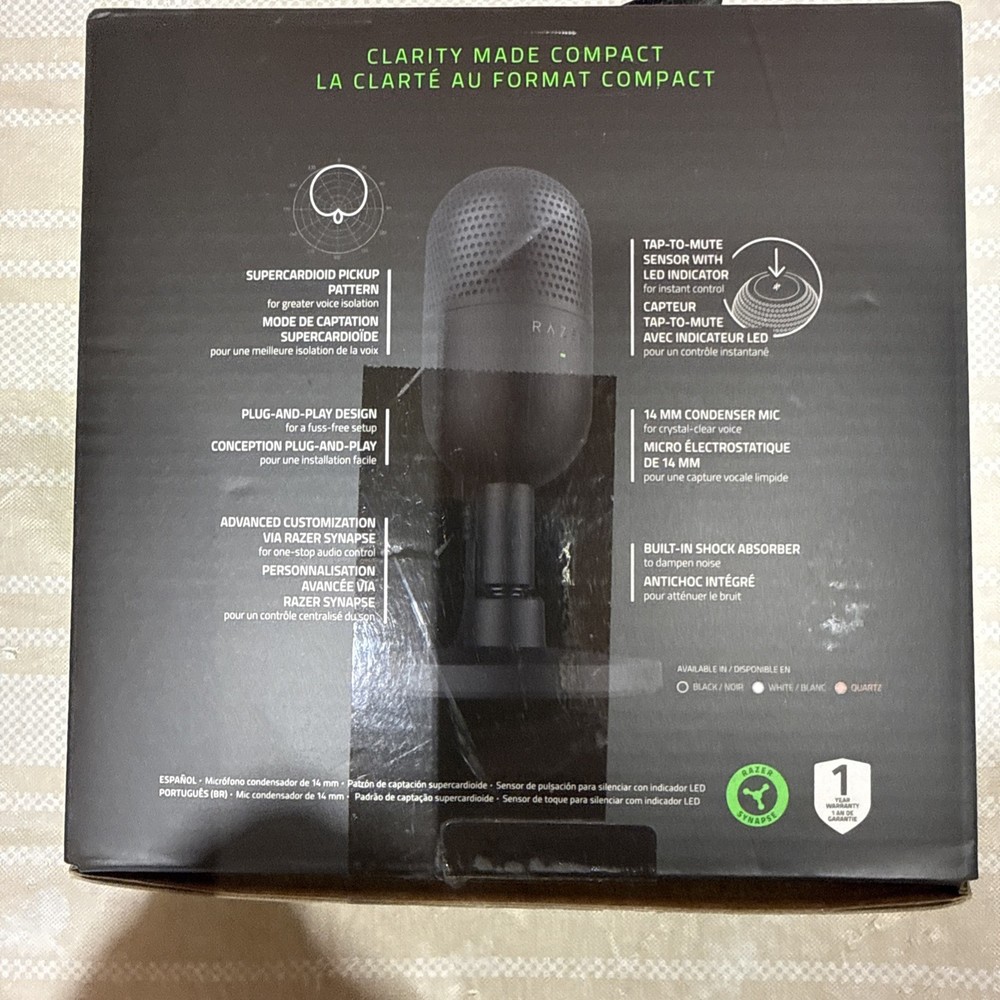 Razor Siren V3 Mini Ultra Compact USB Microphone OPEN BOX Missing USB Dongle