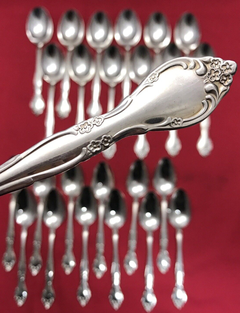 25 Pc AFFECTION Silverplated (12) SOUP & (12) TEASPOONS + SERVING  Oneida USA