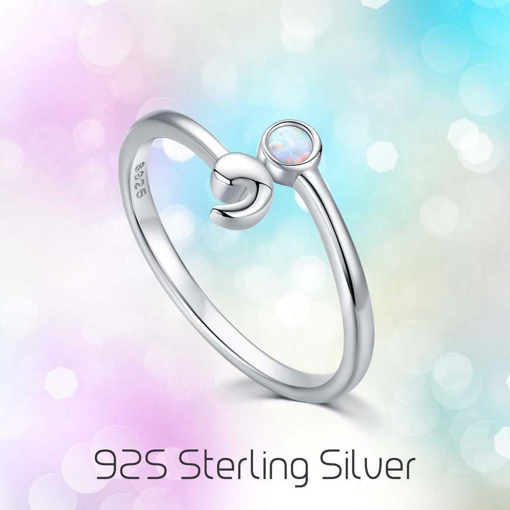 Semicolon Ring 925 Sterling Silver Adjustable Open Opal Suicide Awareness Ring