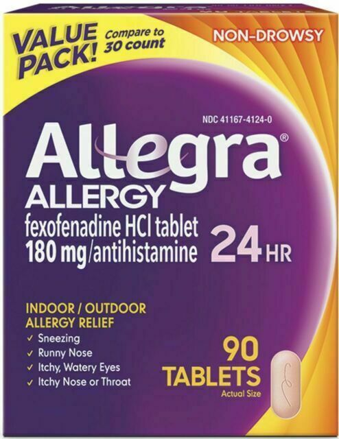 Imperfect Box-Allegra 180 mg  Allergy Treatment 90 Tablets - Exp 3/2027+