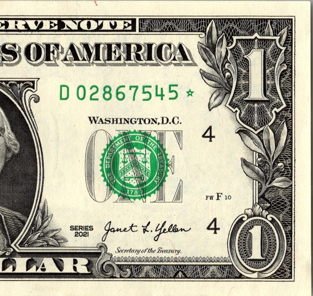 2021 D Star note Fancy Serial Number Regular Run