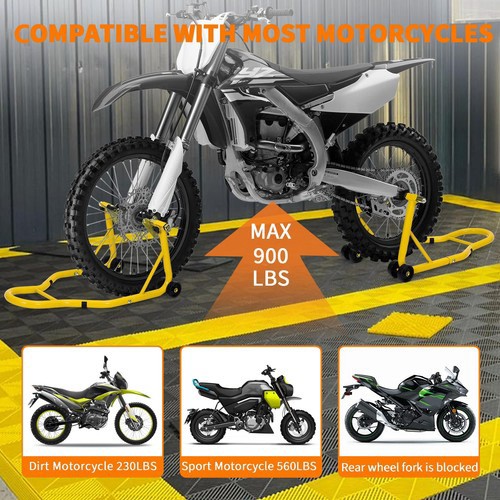 Heavy-Duty Motorcycle Stand Lift Frame Front and Rear Combination Stand Yellow