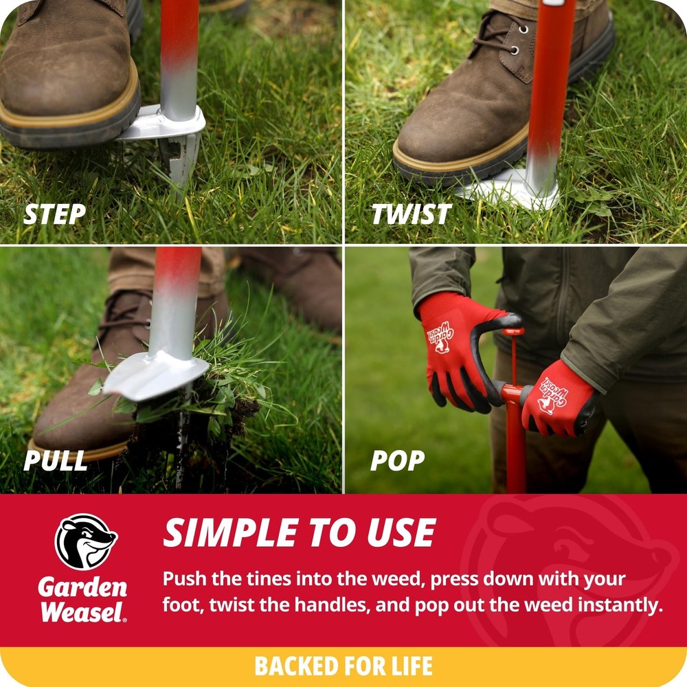 Garden Weasel WeedPopper Step & Twist - Long Handle | Easy Weeding and Puller...