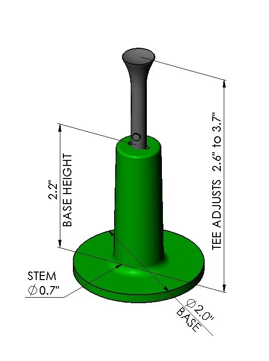 2 DuraSpike Adjustable Practice Golf Tees Like Fiberbuilt Driving Range Mat Tee