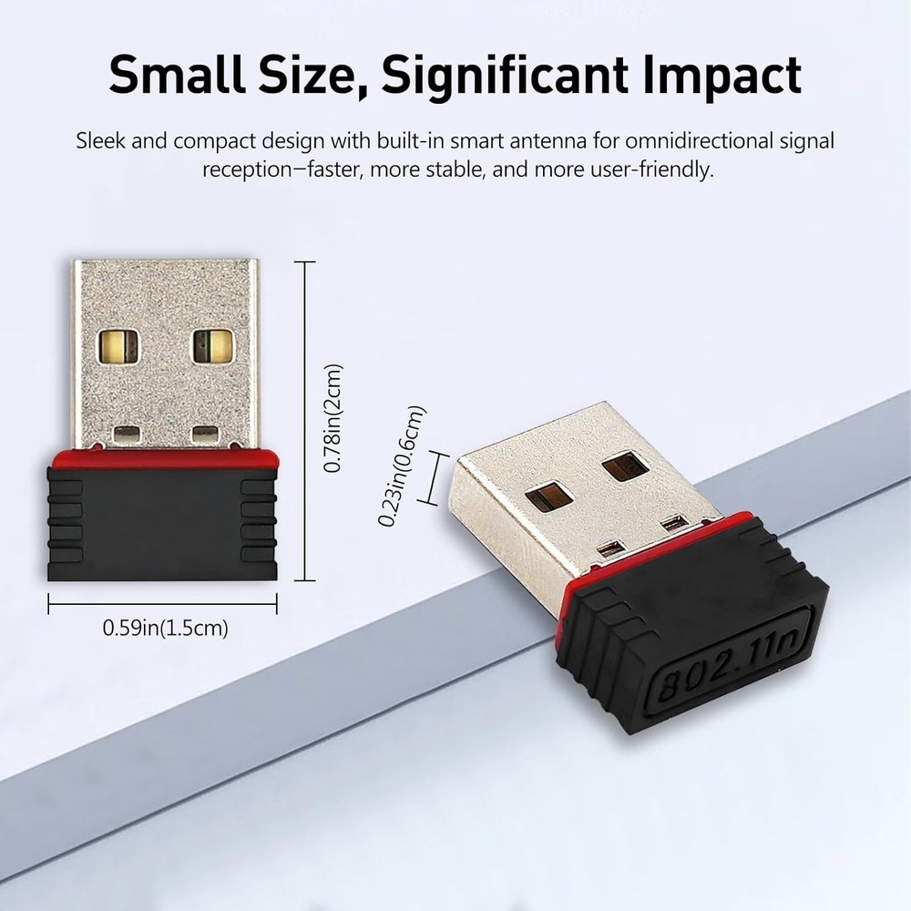 2 Pack WiFi USB Adapter 150Mbps Wireless N/g/b Plug & Play for Windows 10
