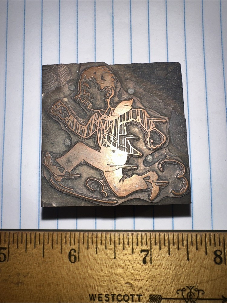 Print Block ( Man Running Fast ) Copper Face