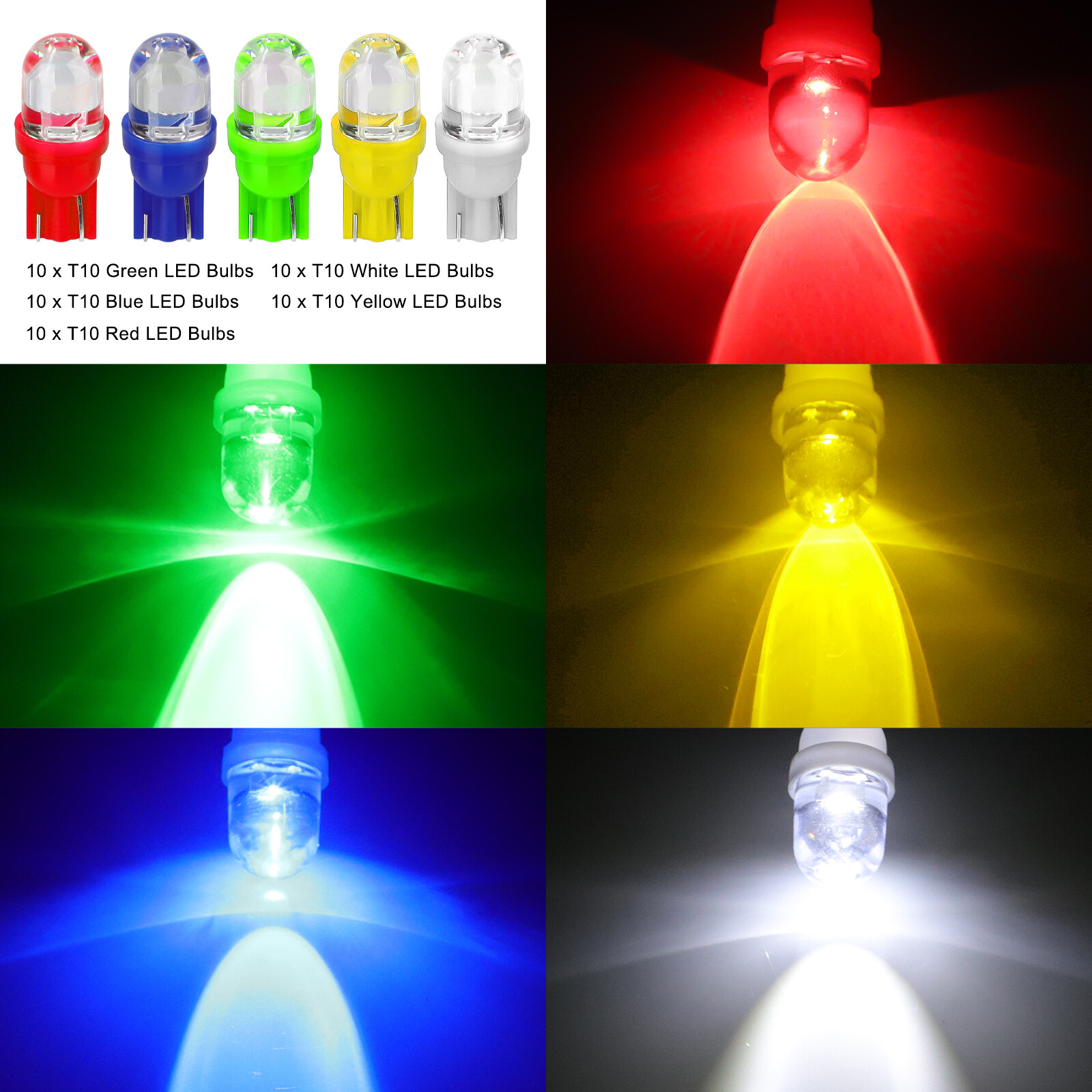 50PCS T10 194 168 2825 LED Speedometer Instrument Gauge Cluster Dash Light Bulbs