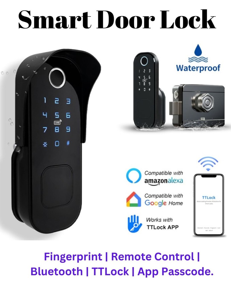Keyless Smart Door Lock Fingerprint Remote Control Bluetooth TTLock App Passcode