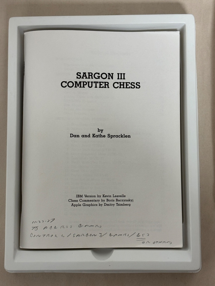Sargon 3 III Computer Chess Software - Apple & IBM PC 5.25" Floppy Disk