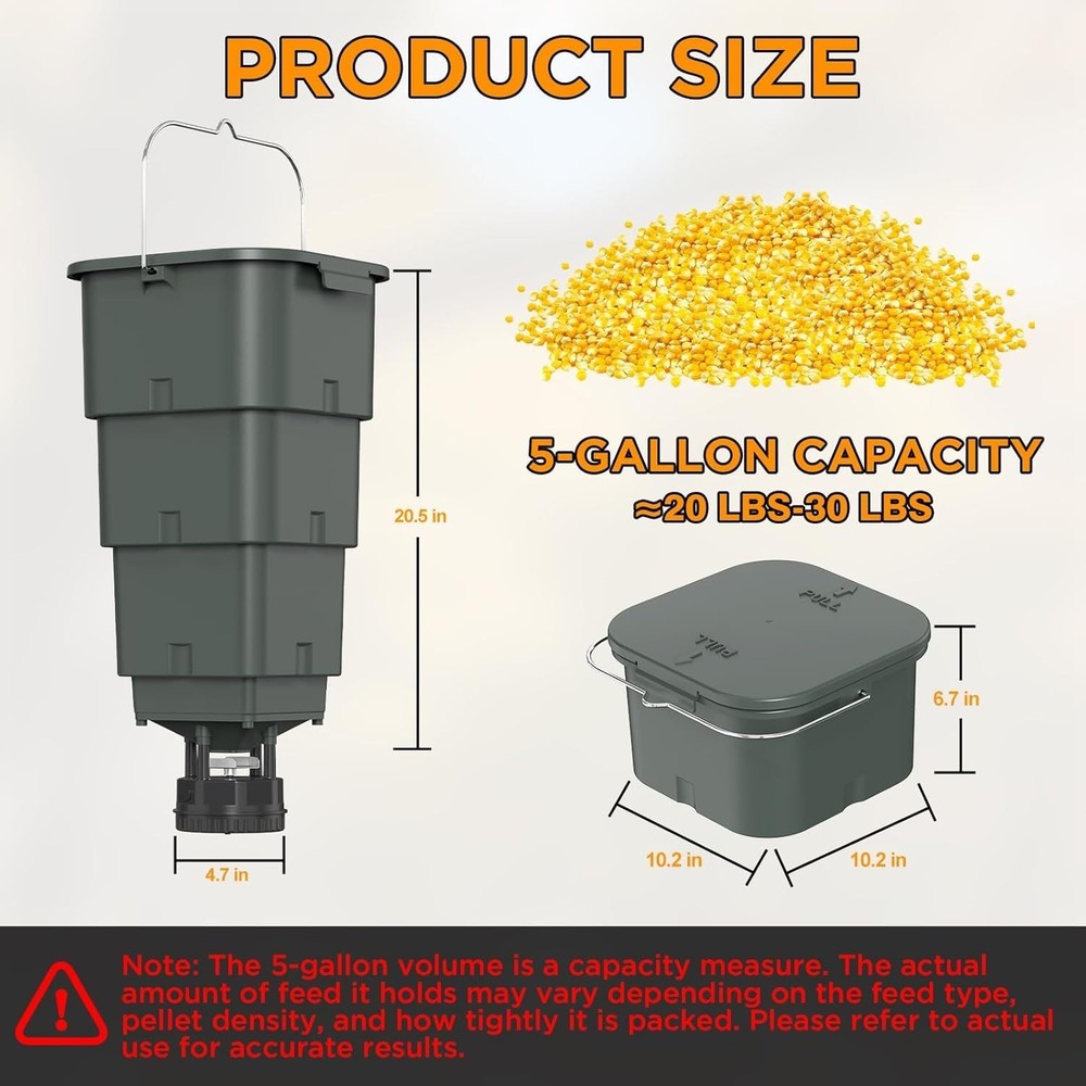 5 Gallon Hanging Deer Feeder Automatic Game Feeder W/ Programmable Digital Timer