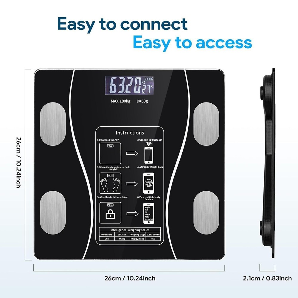 Digital Body Weight Scale Backlit Display Bathroom Scale High PrecisionBluetooth