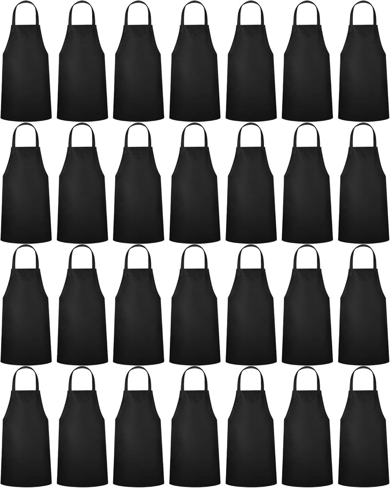 36-Pack Bulk Bib Aprons - Adjustable Unisex Professional Aprons (Black