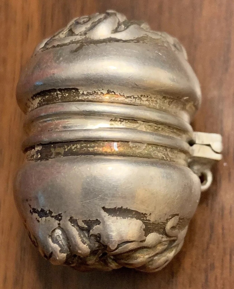 Antique Sterling Thimble Holder, Chatelaine, Repousse Design