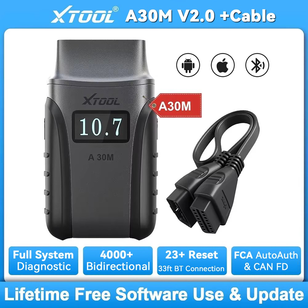 XTOOL A30M +Cable Car Bluetooth OBD2 Scanner Bidirectional Full Diagnostic Tool