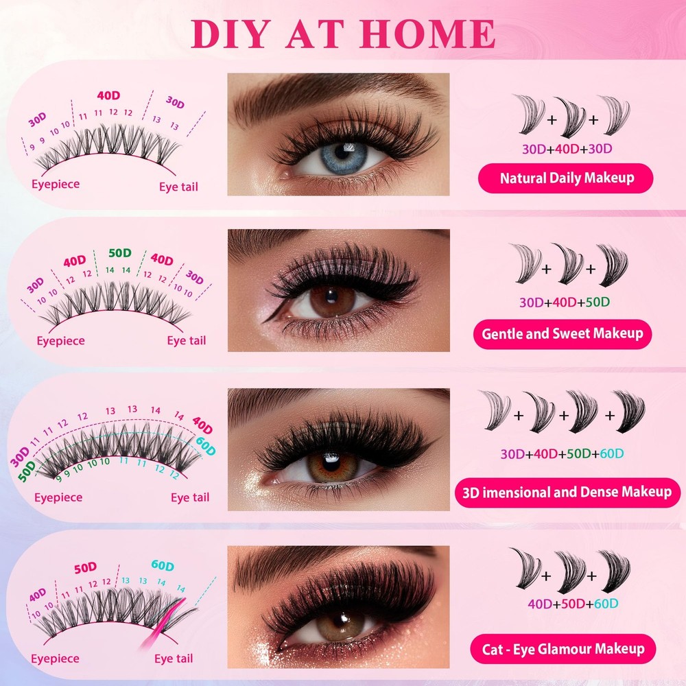 Waltz Lash Clusters Kit - Lash Clusters Lashes D Curl Eyelash Clusters Lash E...