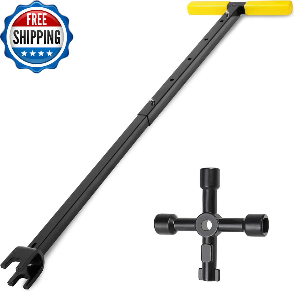 37 Inch Water Meter Key, Adjustable Length, 4-Way Multi-Functional Utility Key,
