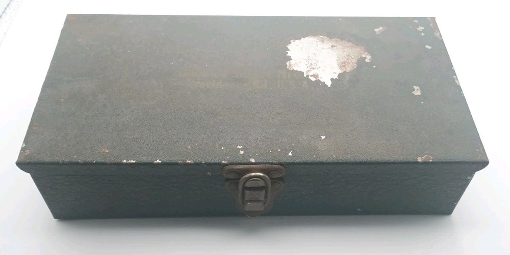 Vintage Small Brown and Sharp Metal Tool Box with Latch