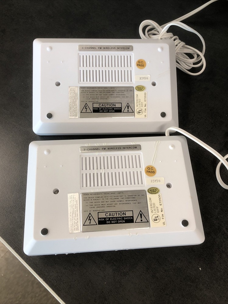 x2 - NUTONE 3 Channel FM Wireless Intercom White Tested/Working Set Replacement