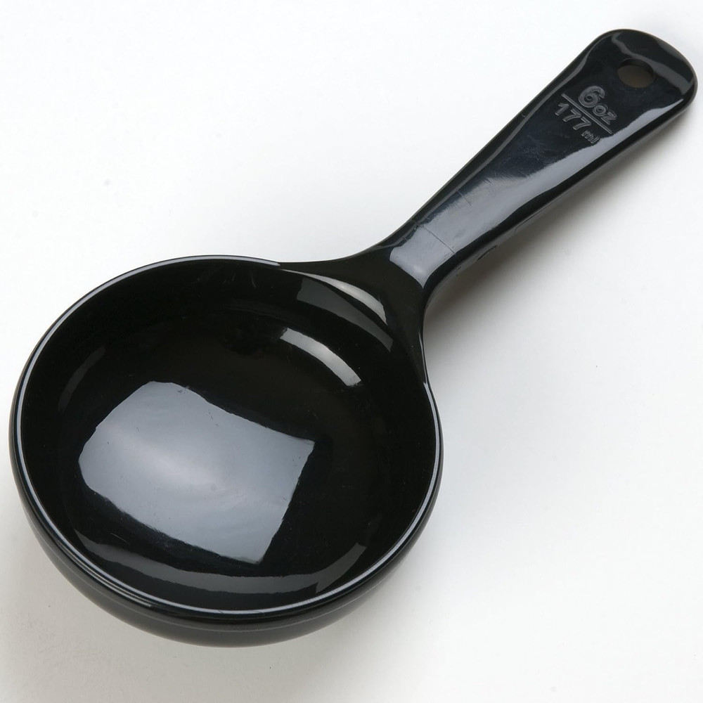 493003 Solid Short Handle Portion Control Spoon, 6 oz, Black