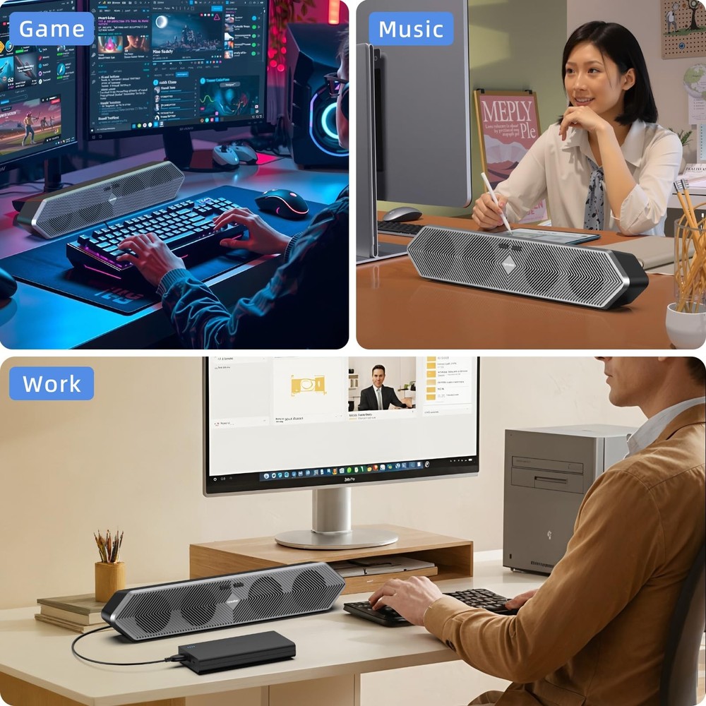 Computer Speakers for Desktop Pc, Wired USB Powered Bluetooth PC Speakers