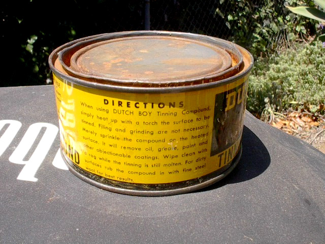 ANTIQUE DUTCH BOY TINNING COMPOUND EMPTY TIN CAN.