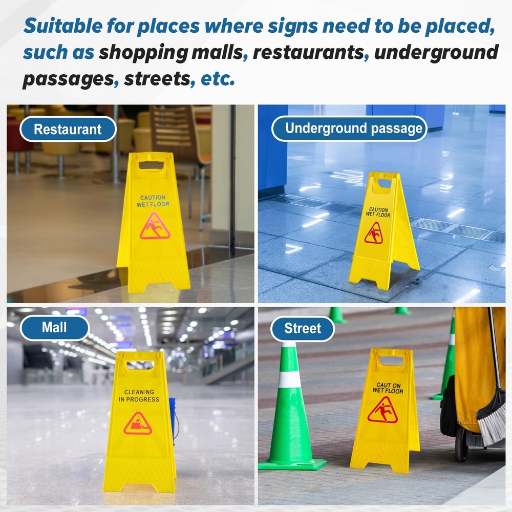 10 Pack 24" Height Blank Floor Sign Yellow A-frame Foldable Caution Sign Writ...
