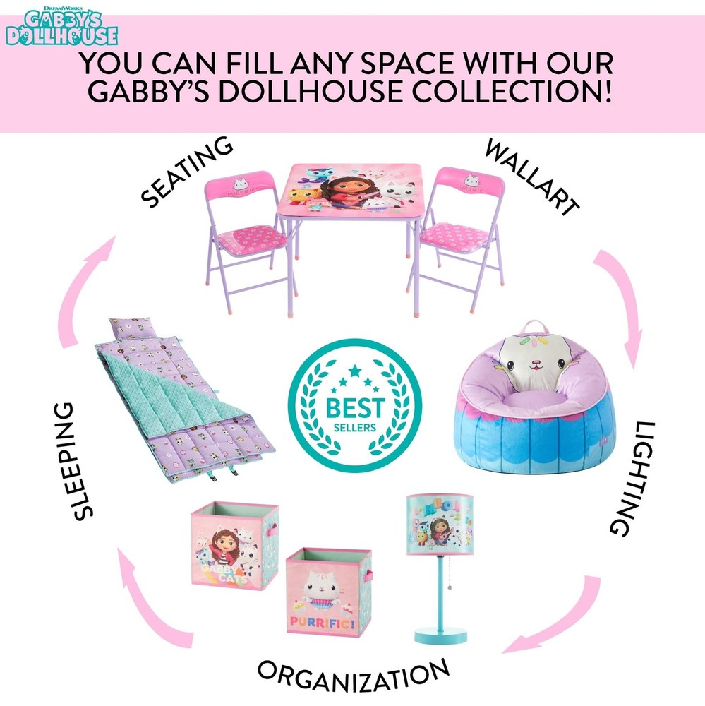 Idea Nuova Gabby’s Dollhouse Kids Folding Beach Chair with Umbrella, Outdo