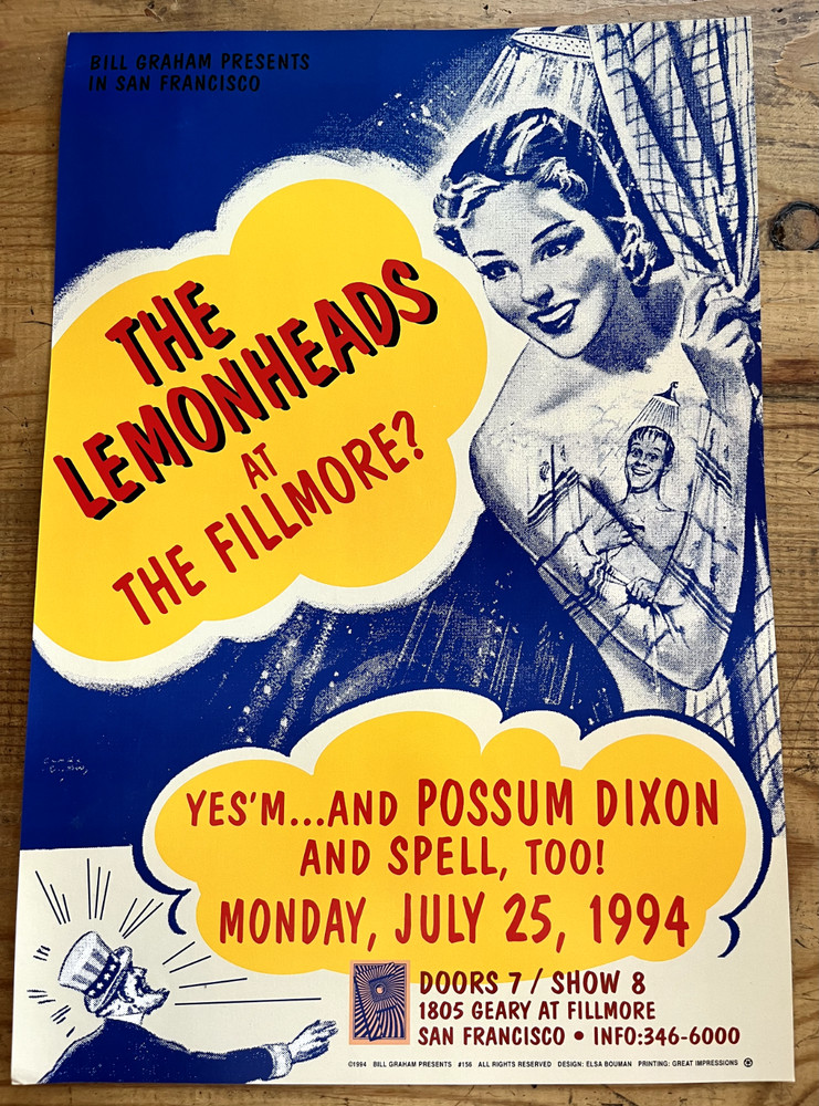 The Lemonheads Concert Poster - Fillmore - 1994