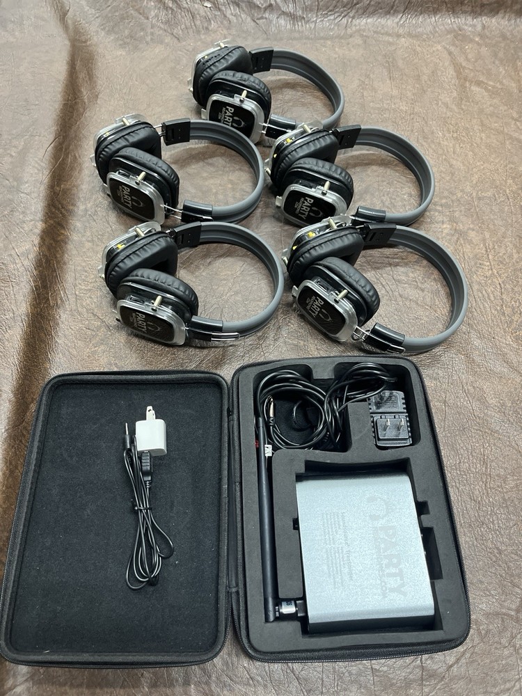 Party Headphones Silent Disco RF/FM Transmitter 1500’ 3 Channel 5 Headphones
