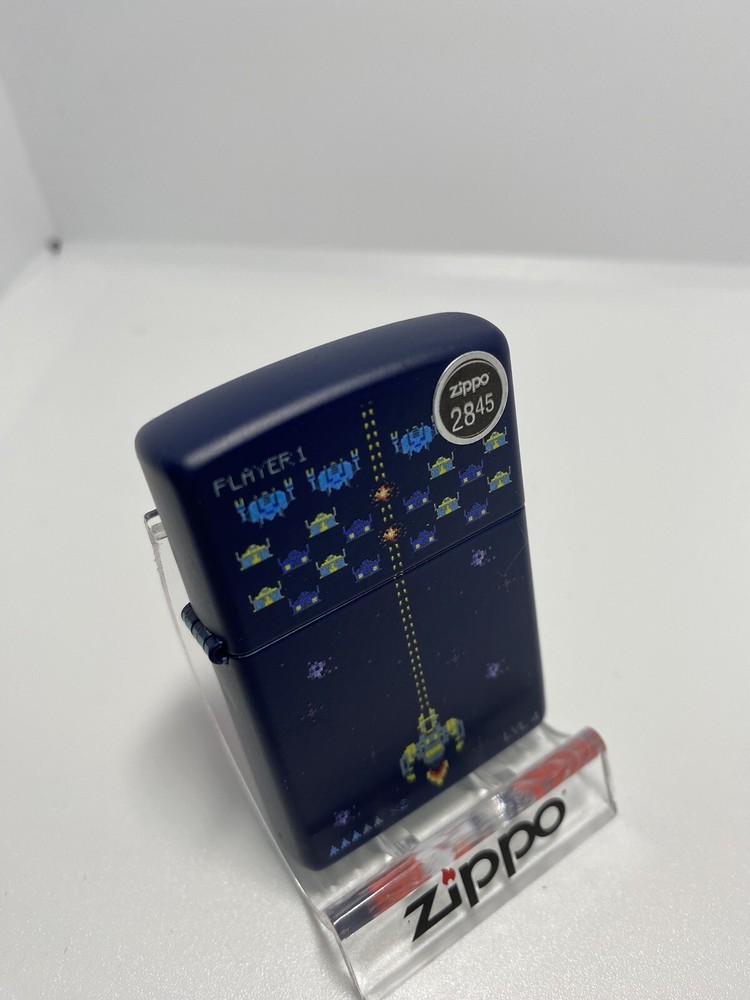 Zippo Pixel Game On A Navy Matte Lighter