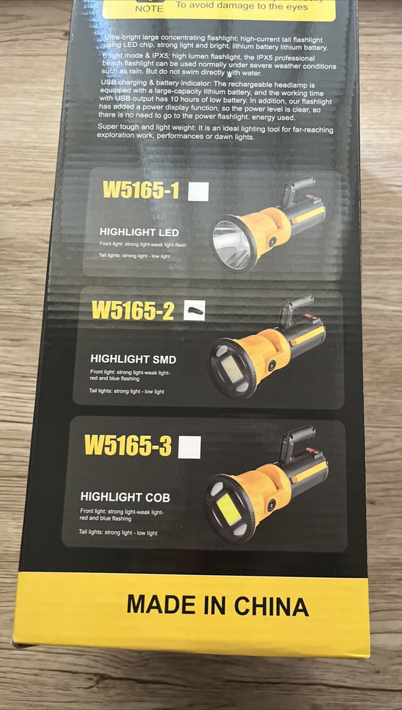 Multifuctional Searchlight Flood light Foldable Tripod Stand & Detachable Handle