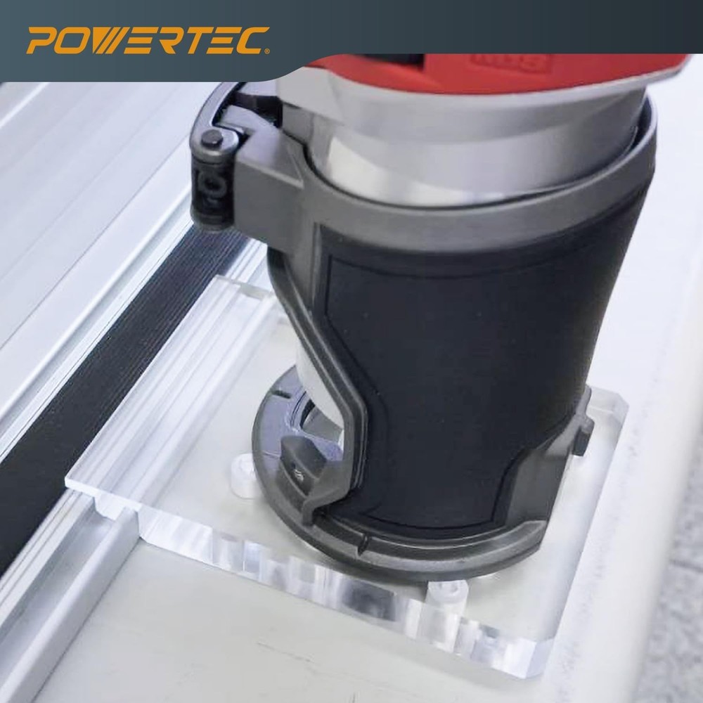 POWERTEC Guide Rail Adapter for Fixed Base Trim Routers. Fits Fixed Base DeWa...