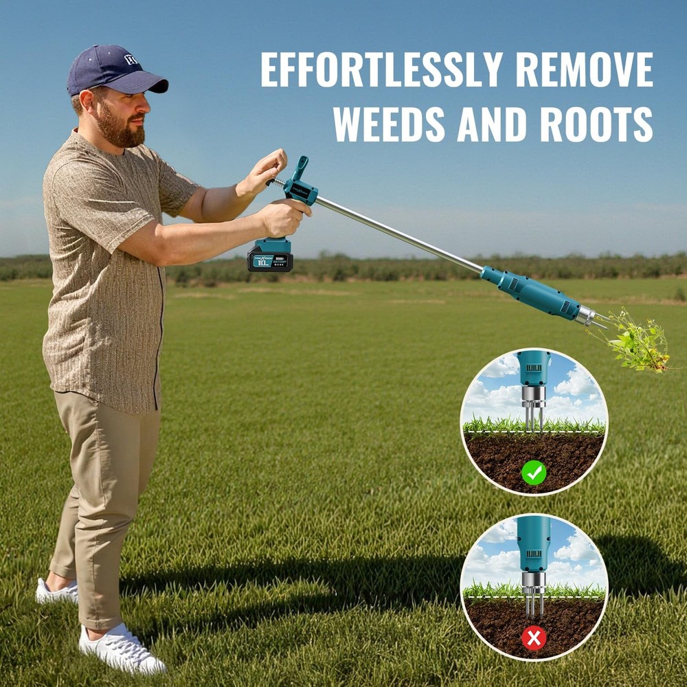 Weed Puller Tool,Electric Stand Up Weed Puller Tool, 21V Battery Powered w/ 1...