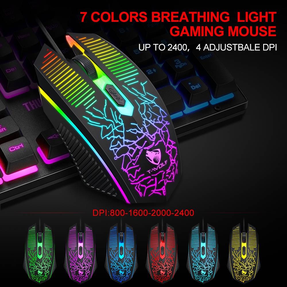 4 in 1 PC Gaming Keyboard Mouse Headset Headphone Mousepad Rainbow LED Backlit