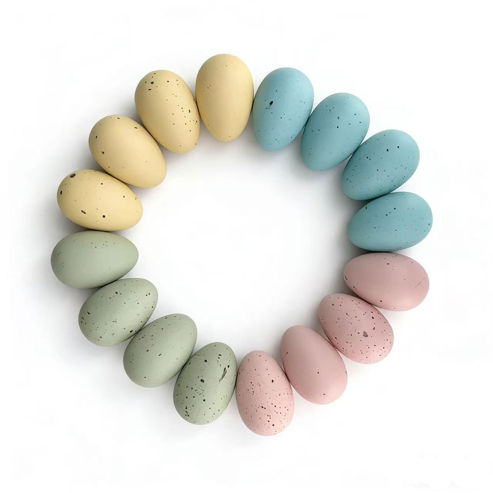 16 pcs Plastic Easter Eggs Decor,2.4in Easter Speckled Eggs for Bowl and Vase...