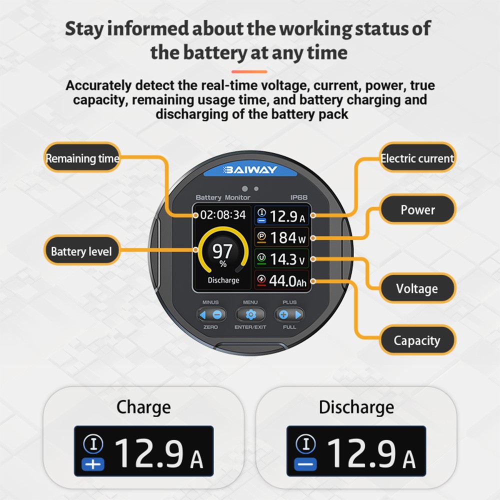 IP68 Waterproof Panel Meter DC 100V 350A Charge Discharge Test Voltage Indicator