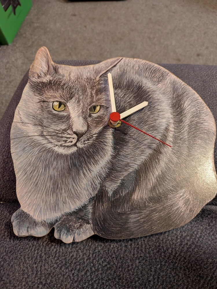 Russian Blue Cat Clock Gift For Cat Lover