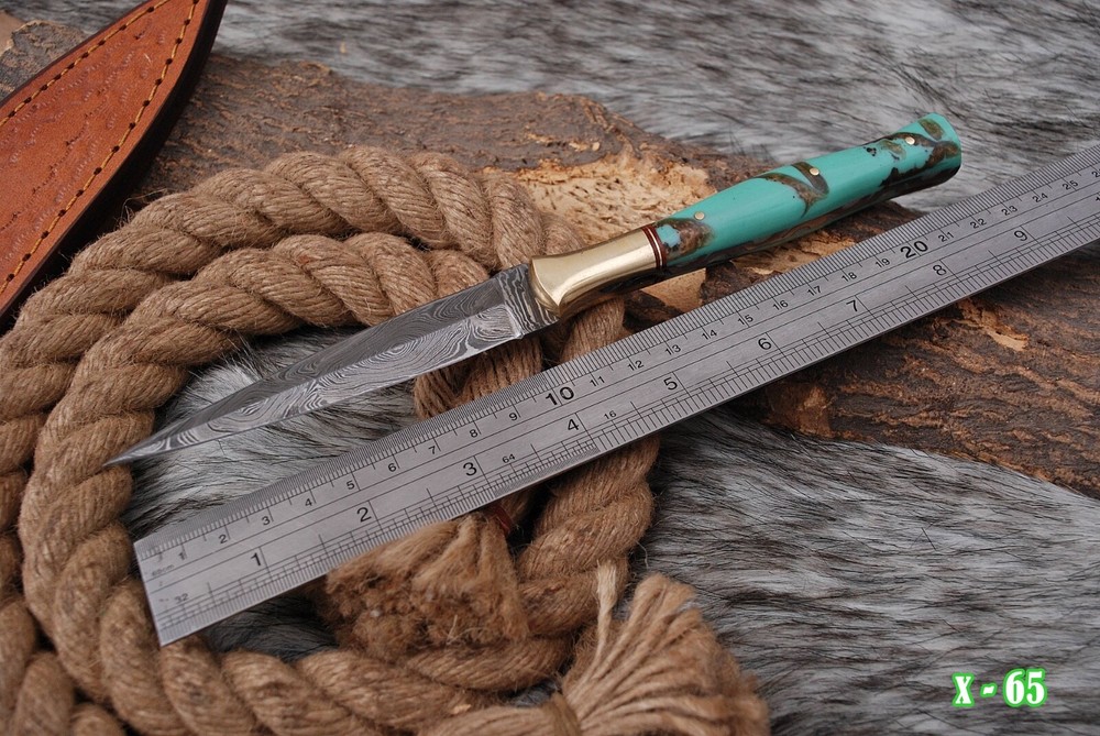 Handmade Damascus Double edge Blade Dagger knife with Sheath