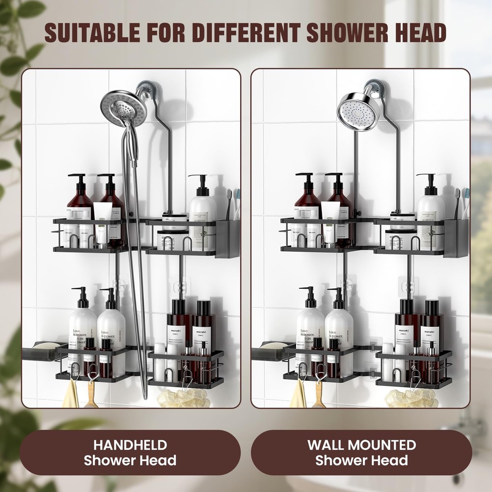 Adjustable Shower Caddy Hanging Rustproof Shower Caddy for Handheld Showerhea...