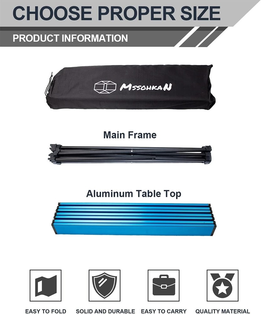 Blue Lightweight Portable Camping Table - Easy Assembly & Multipurpose Use