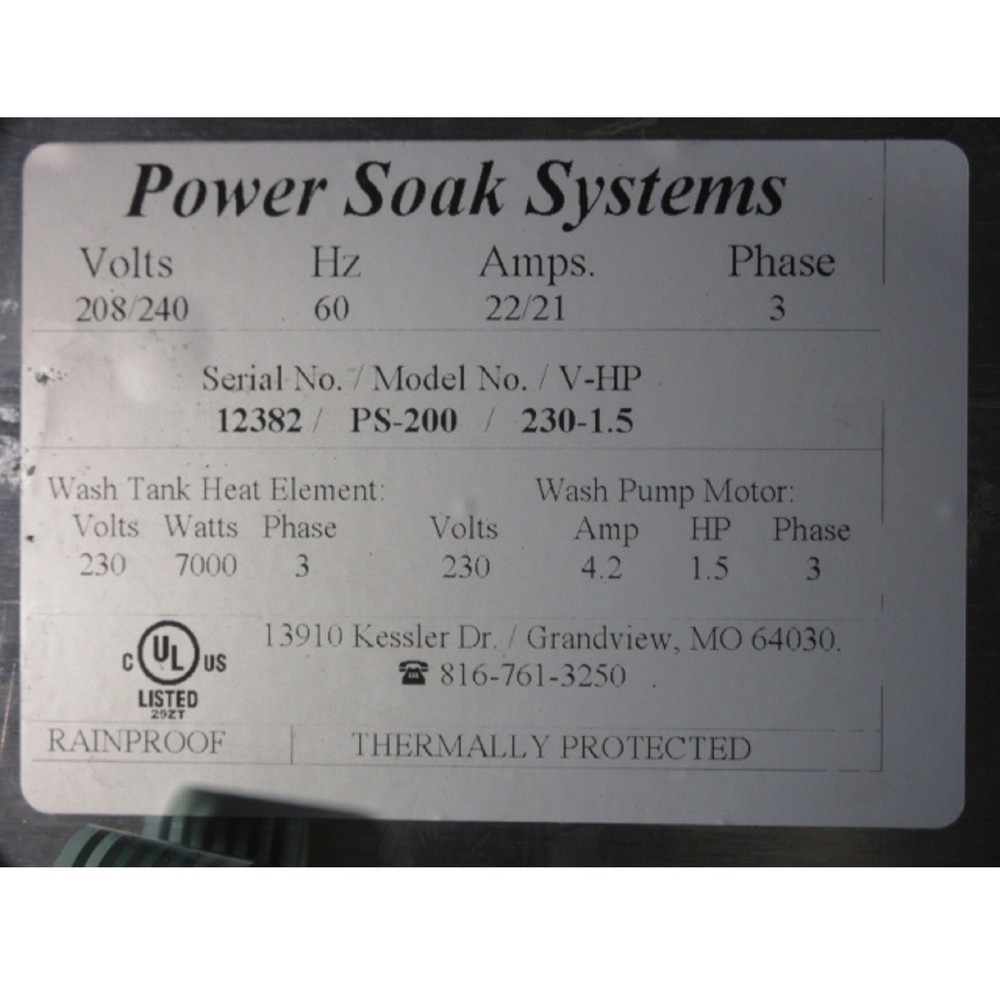 Power Soak Systems PS-200 Continuous Pot & Pan washer