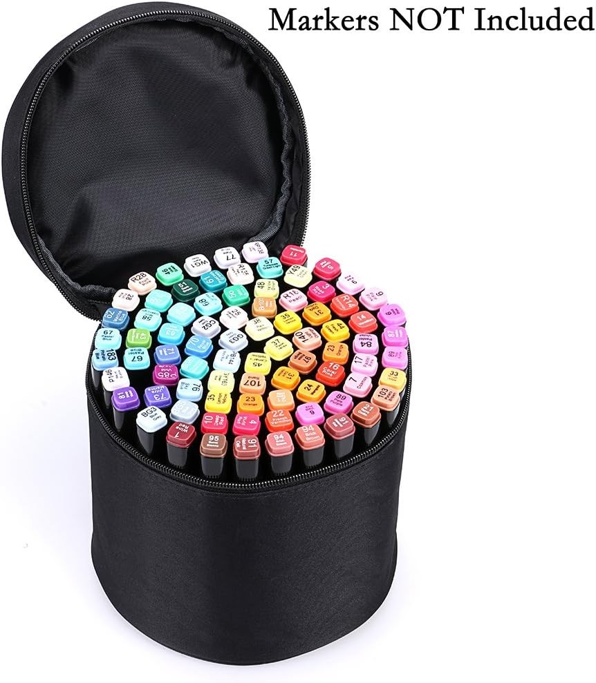 BTSKY Multifunction Marker Case - Zippered Canvas Pen Bag Pencil Organizer...
